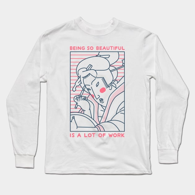 Beautiful Geisha Long Sleeve T-Shirt by RedOni Clothing